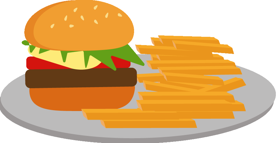 Hamburger and French fries